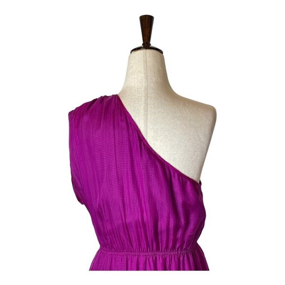 Charlie Jade Anthropologie Pink Silk One Shoulder Ruffle Hem Mini Dress S - Picture 4 of 10
